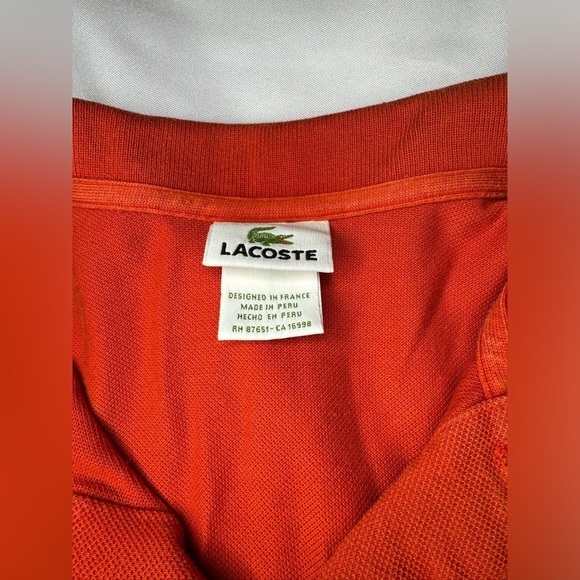 Lacoste Men's Short Sleeve Classic Pique Orange Polo Shirt Size 2XL - Picture 3 of 5